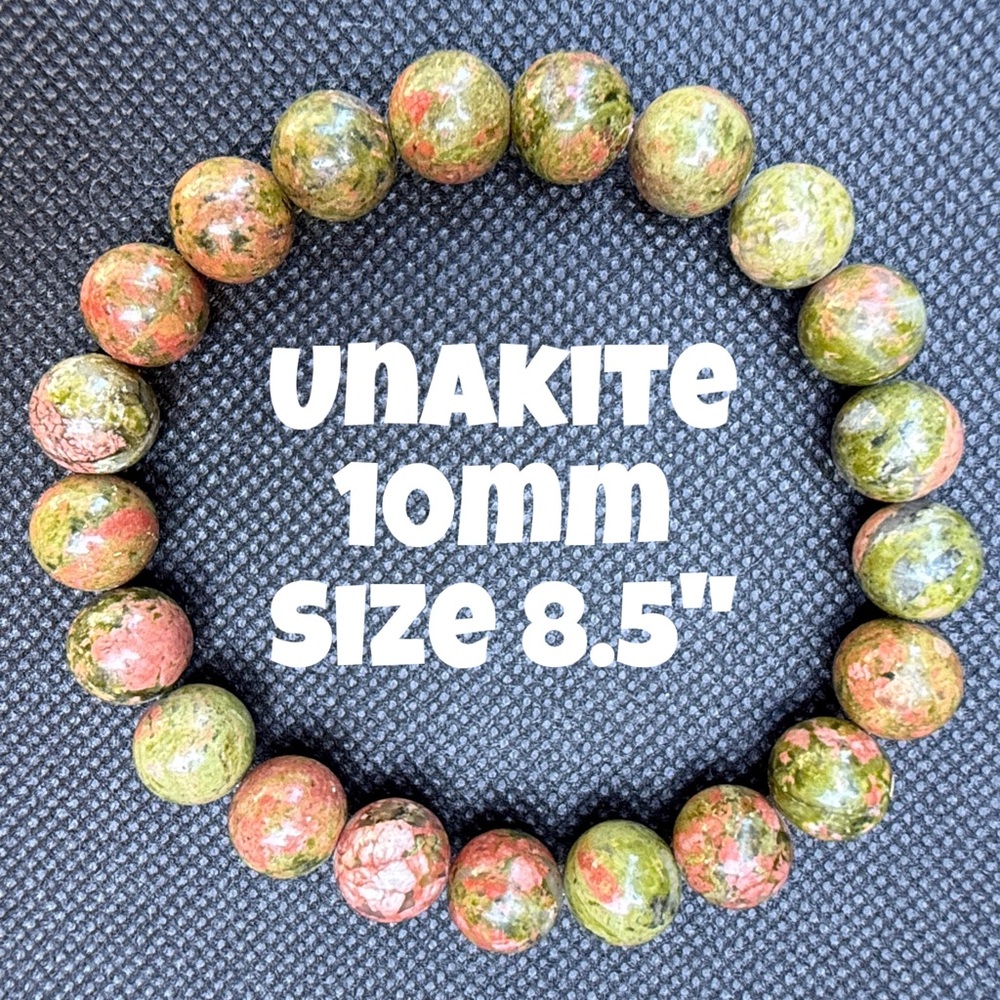 Authentic Unakite 10mm Beaded Stretchy Bracelet by‎ Bombshell Beads
